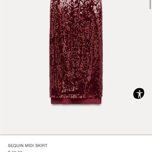 Sequin Midi Skirt - Burgundy